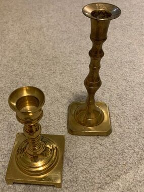Square Base Brass Candlesticks